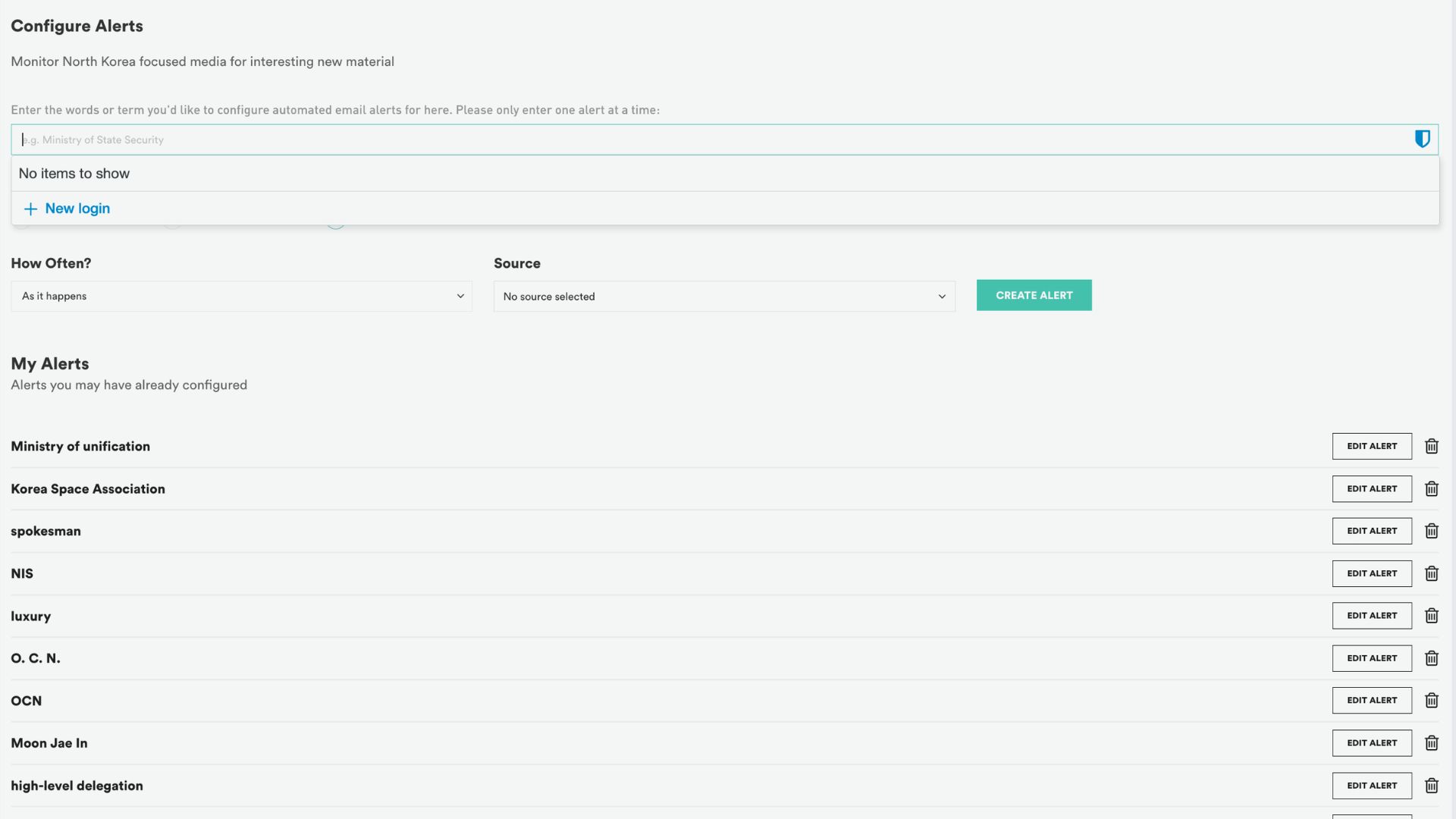 Threat Index dashboard on KCNA Watch
