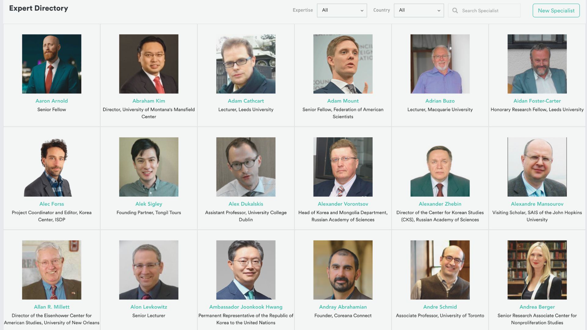 NK PRO Experts Directory listing view