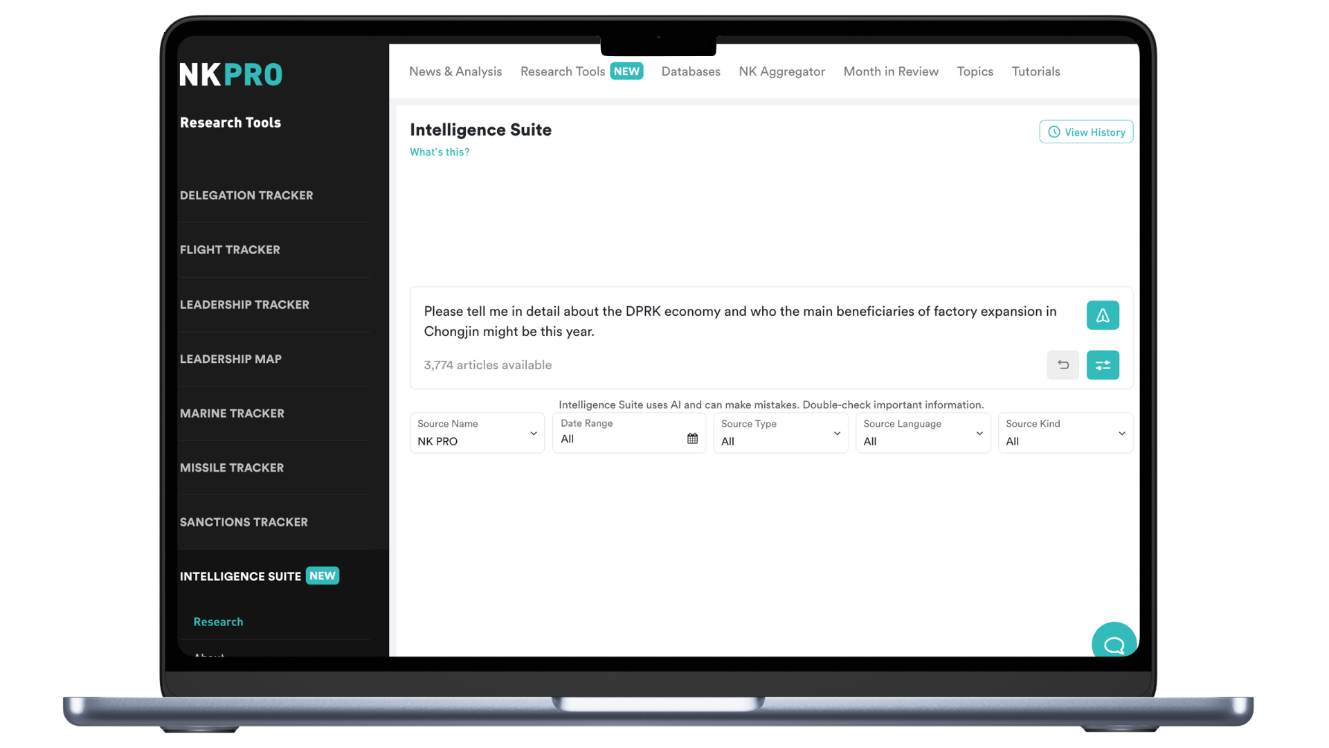 NK PRO Intelligence Suite dashboard
